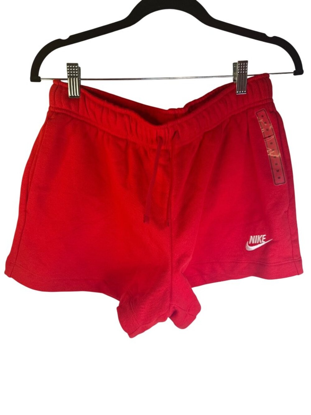 New Nike Red Drawstring Medium Mid-Rise Shorts 80% Cotton 20% Polyester - Picture 7 of 12